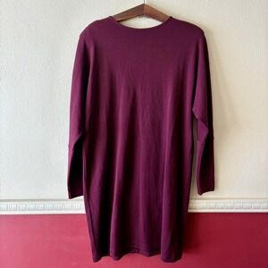 Liz Claiborne Burgundy Long Sleeve Zip Closure Knit Dress Women's XL Wool Blend